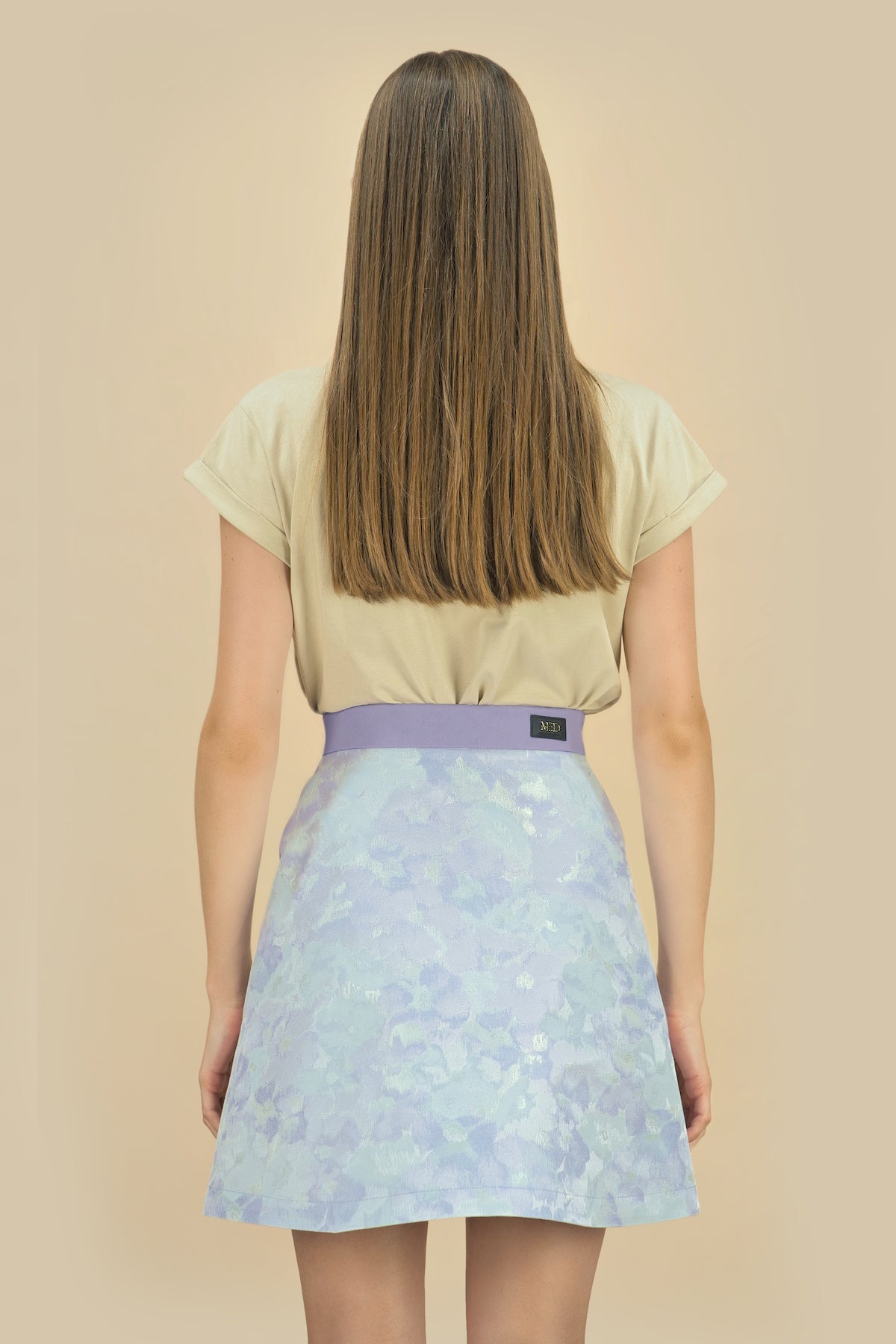 Ausgestellter Rock aus Jacquard und Rauleder - Imitat "JARDIM" - lilac - Manuel Essl Design