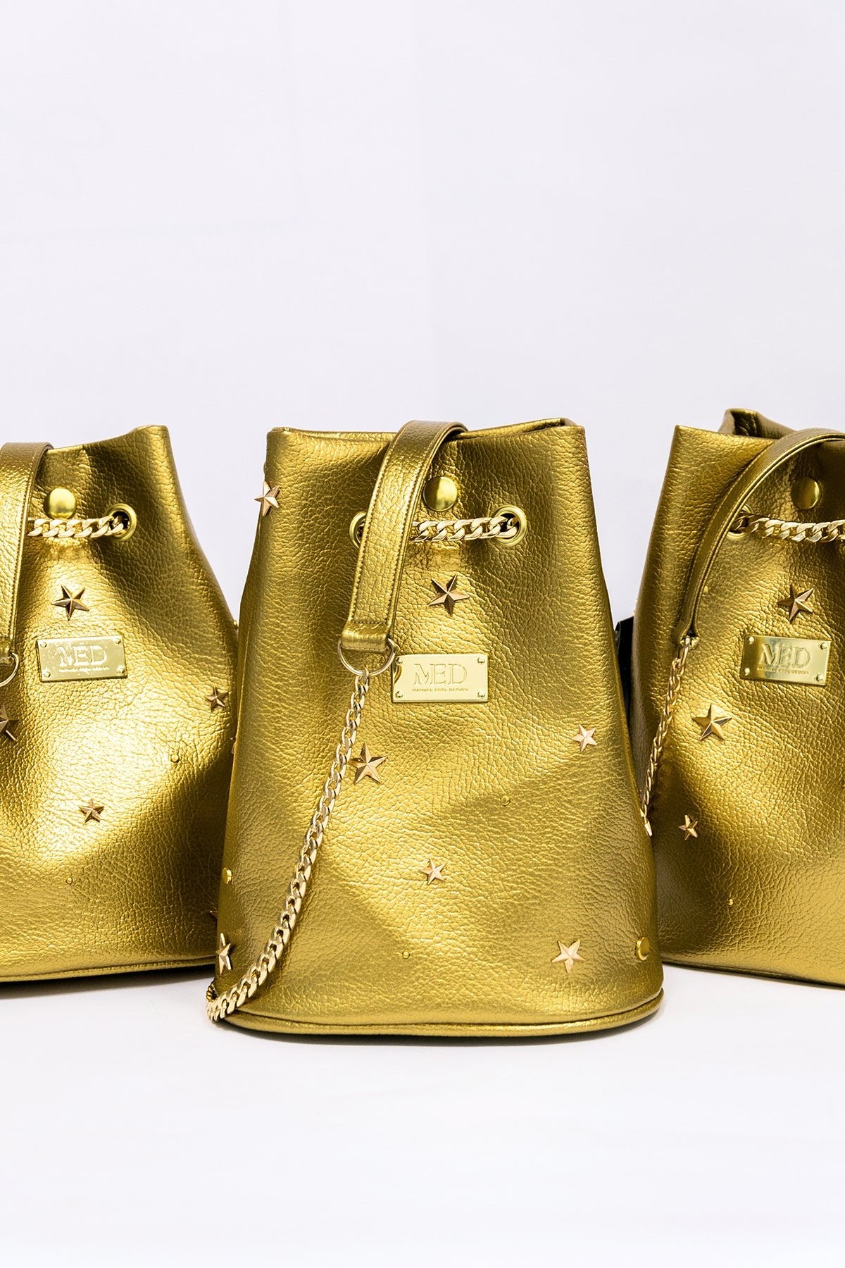 Beuteltasche aus Premium Lederimitat "SPACE" - gold - Manuel Essl Design