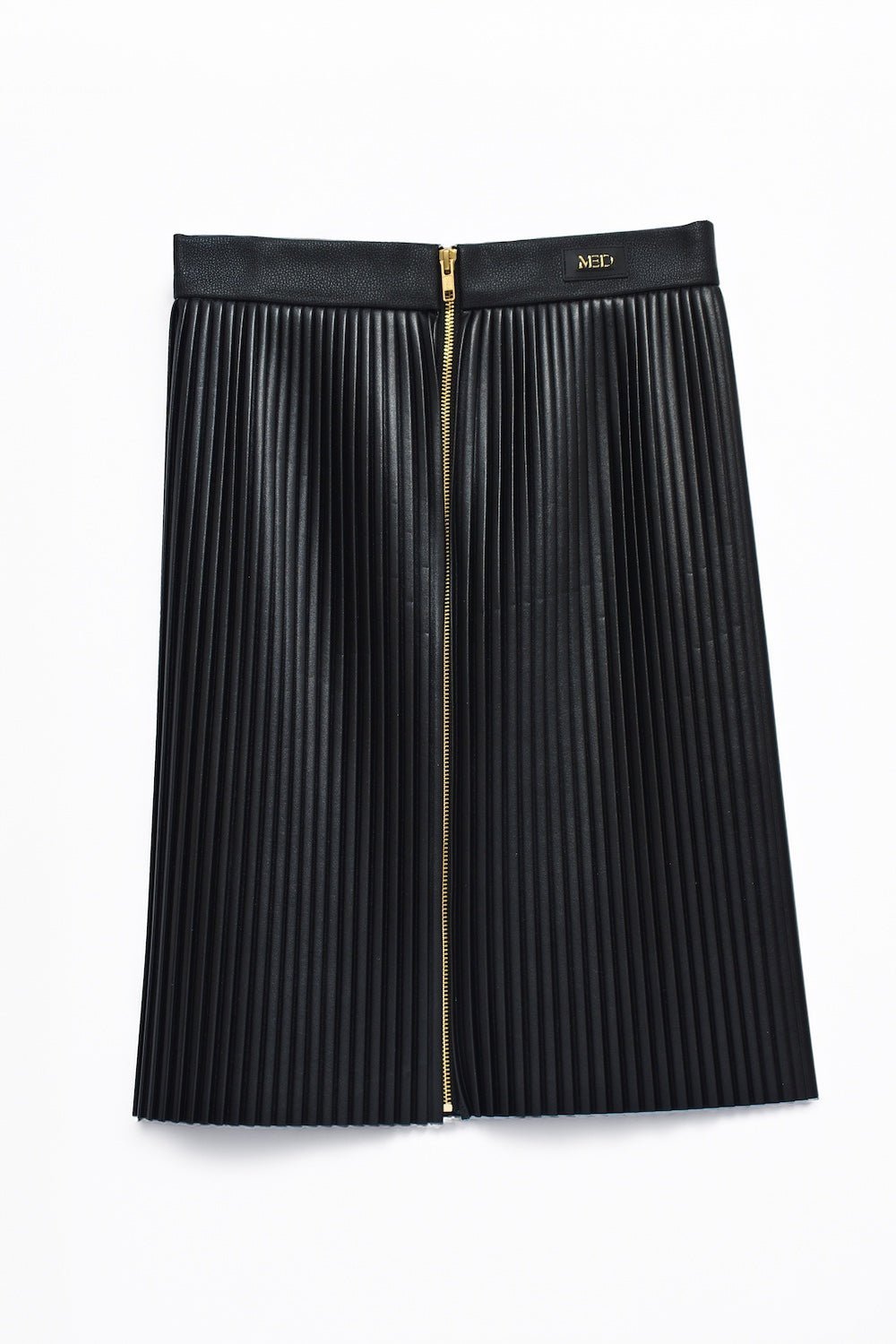 Gerader Plissee - Rock aus veganem Lederimitat - schwarz - Manuel Essl Design