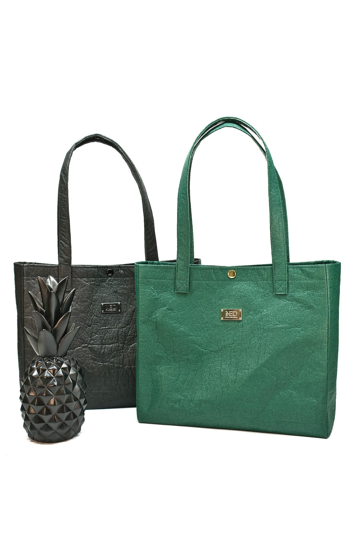 Großer Shopper aus Ananasleder - noir - Manuel Essl Design