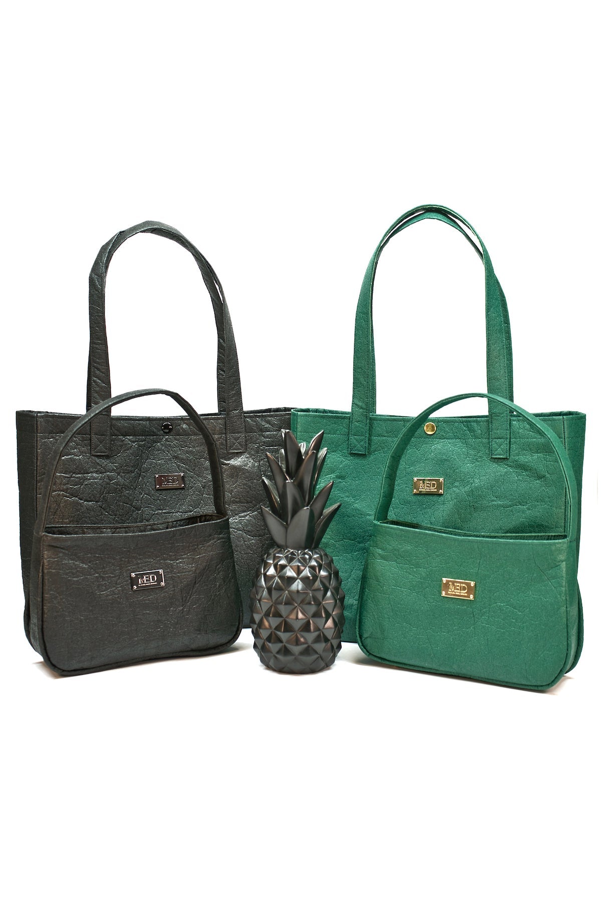 Großer Shopper aus Ananasleder - noir - Manuel Essl Design
