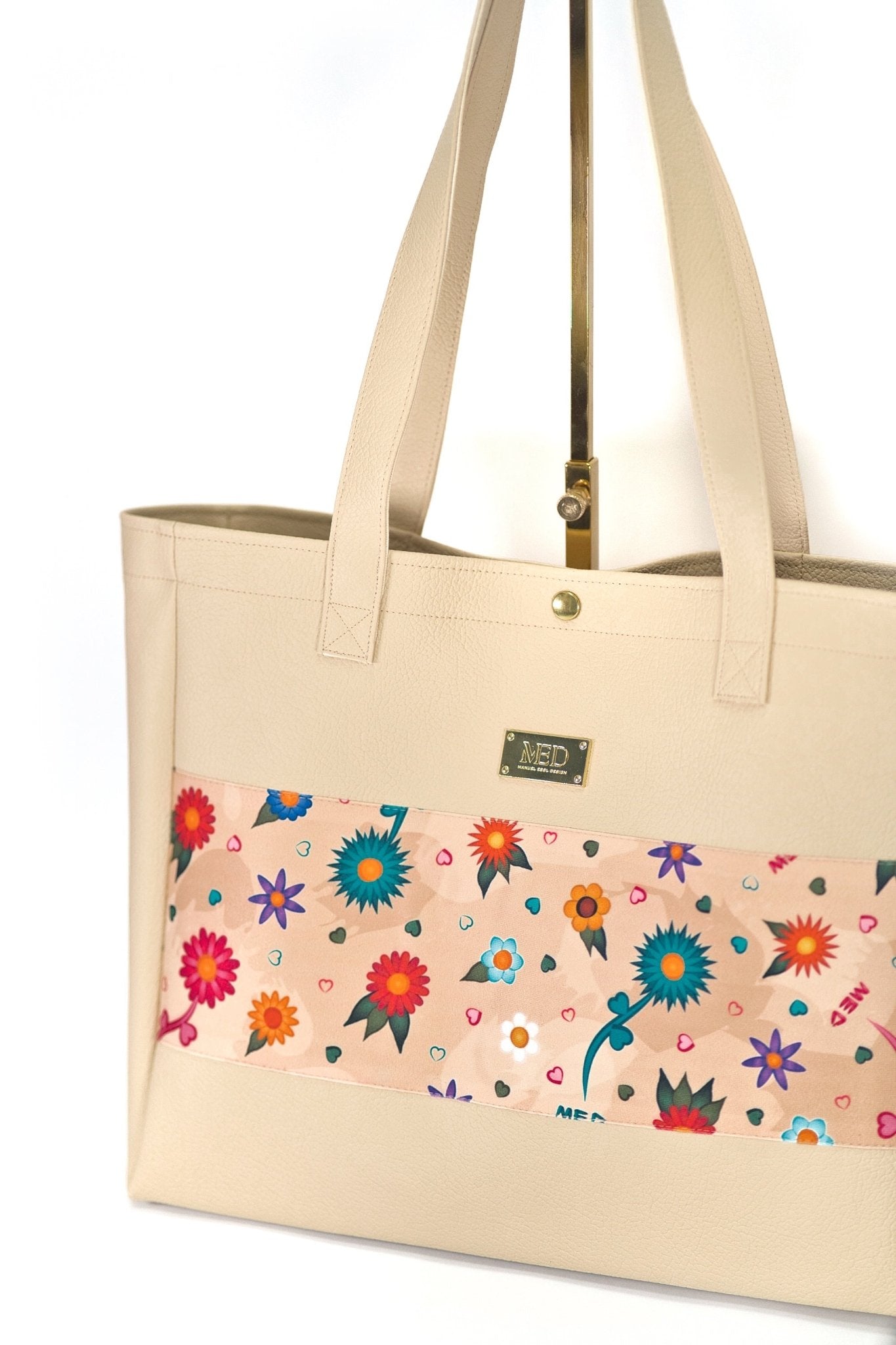 Großer Shopper "Flowers" - beige - Manuel Essl Design