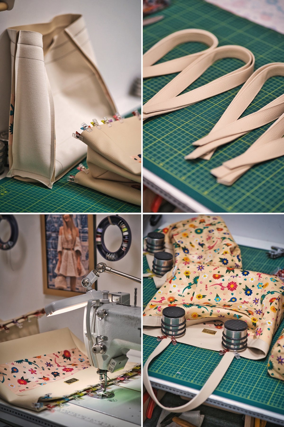 Großer Shopper "Flowers" - beige - Manuel Essl Design