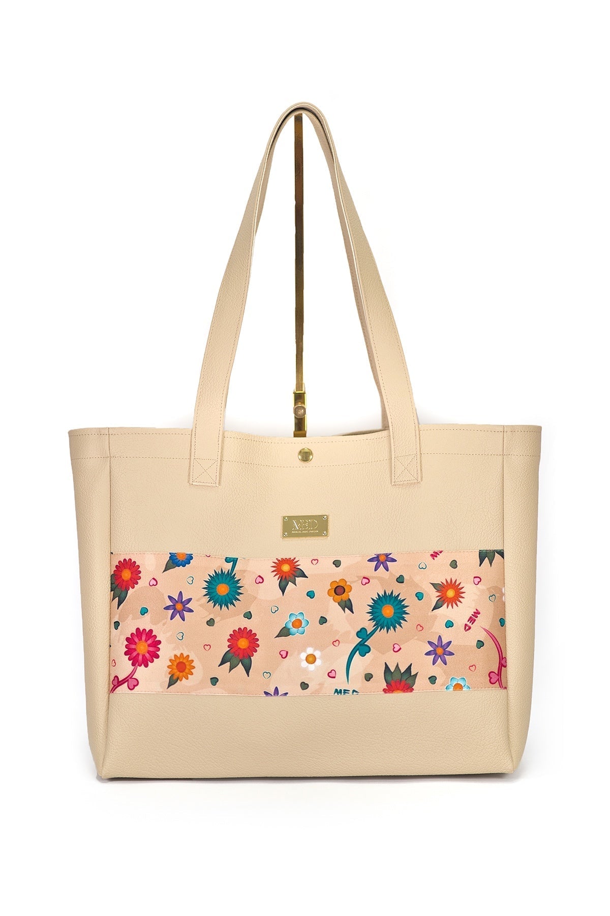Großer Shopper "Flowers" - beige - Manuel Essl Design
