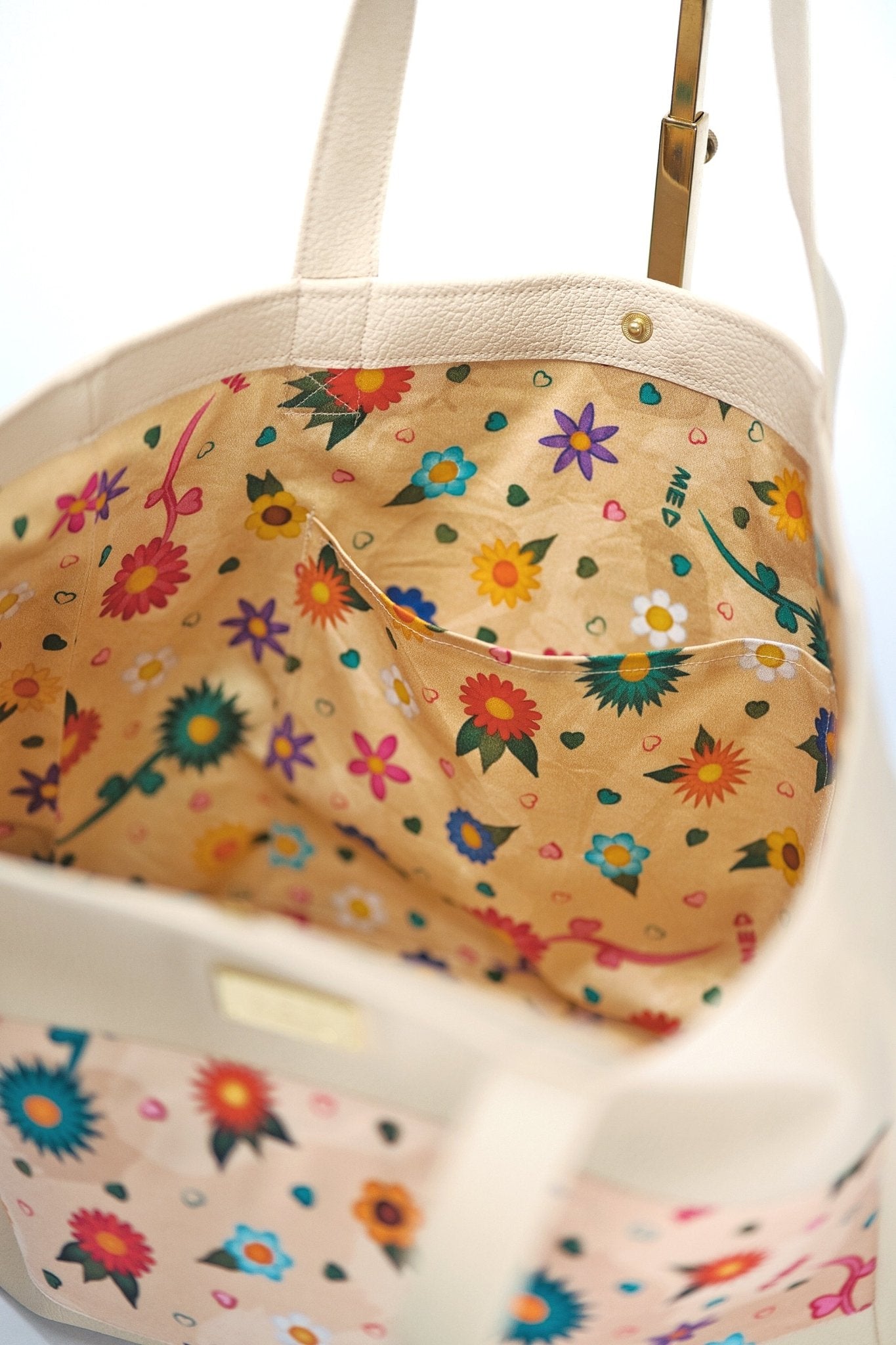 Großer Shopper "Flowers" - beige - Manuel Essl Design