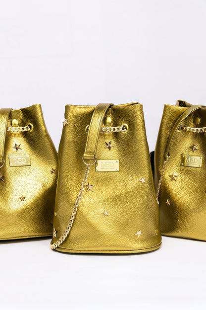Beuteltasche aus Premium Lederimitat "SPACE" - gold - Manuel Essl Design