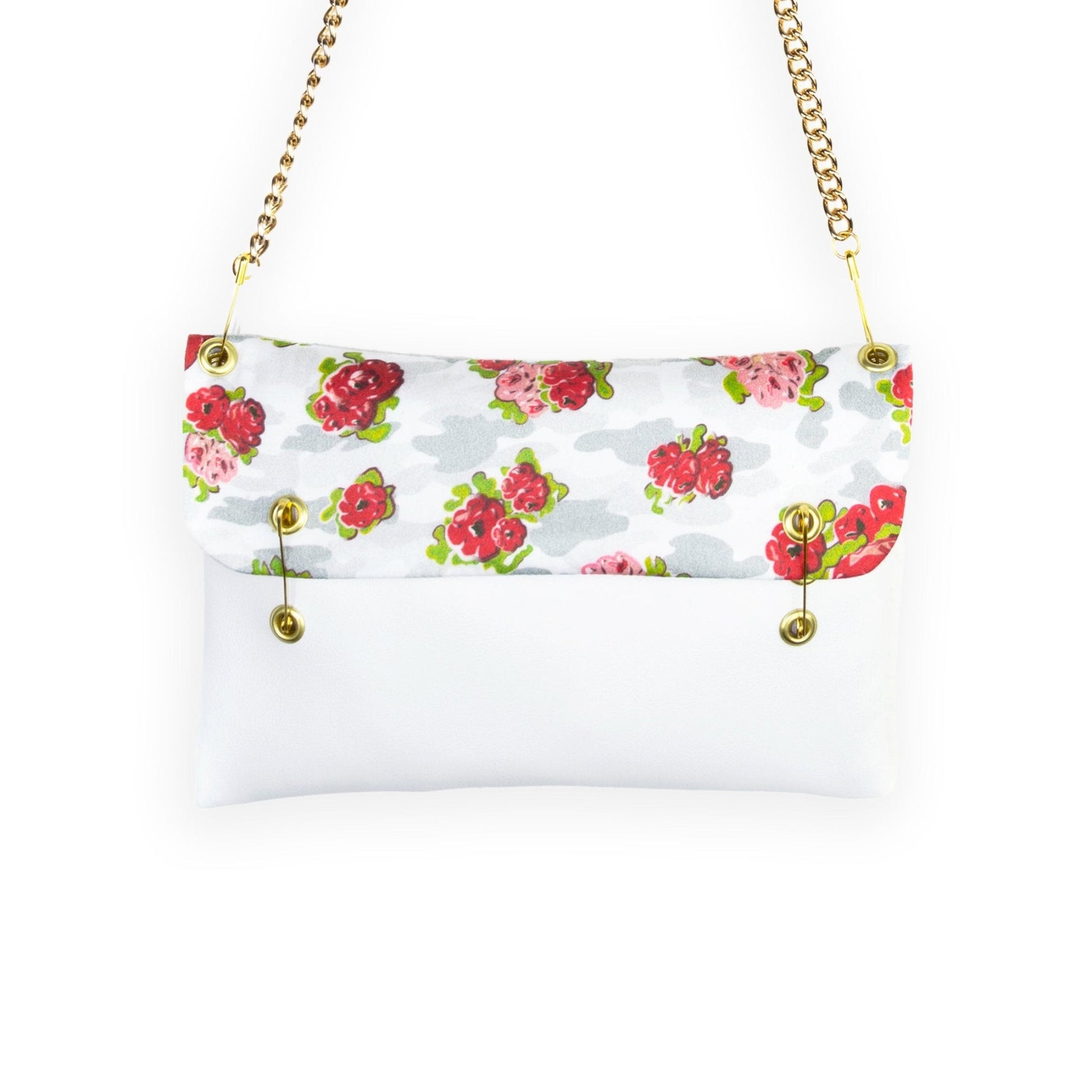Clutch aus veganem Lederimitat "ROSES" - weiß - Manuel Essl Design