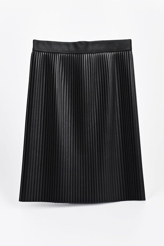Gerader Plissee - Rock aus veganem Lederimitat - schwarz - Manuel Essl Design