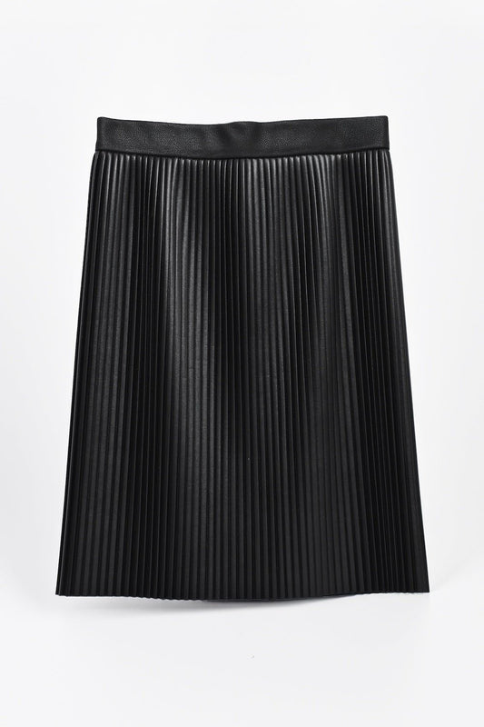 Gerader Plissee - Rock aus veganem Lederimitat - schwarz - Manuel Essl Design