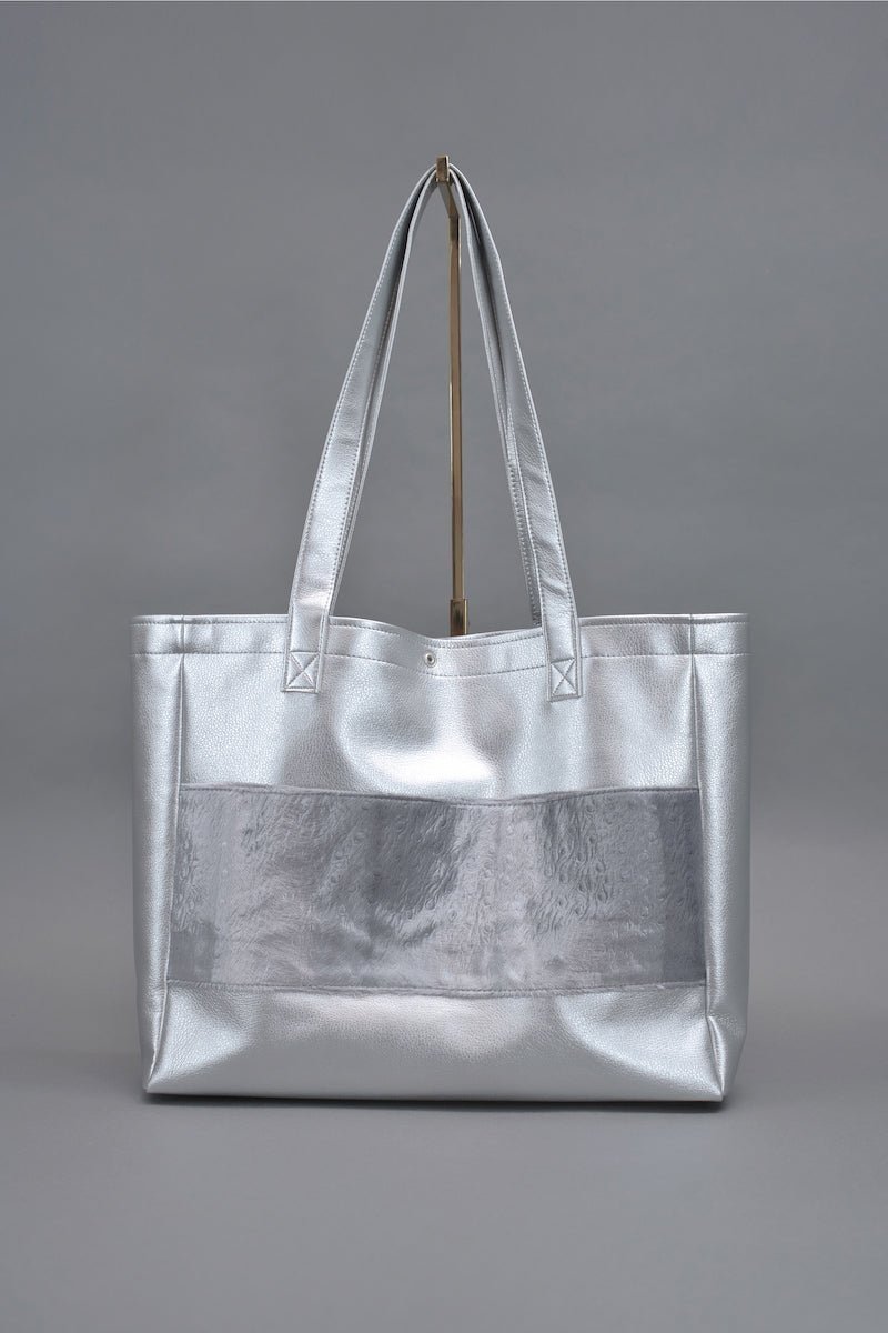 Großer Shopper "COSMIC BLOOM" - silber - Manuel Essl Design