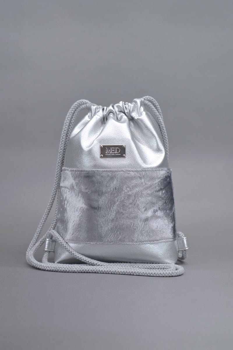 Mini Gym Bag "COSMIC BLOOM" - silber - Manuel Essl Design