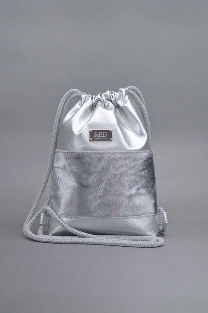 Mini Gym Bag "COSMIC BLOOM" - silber - Manuel Essl Design