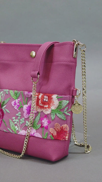 Mini Bag "COSMIC BLOOM" - himbeere