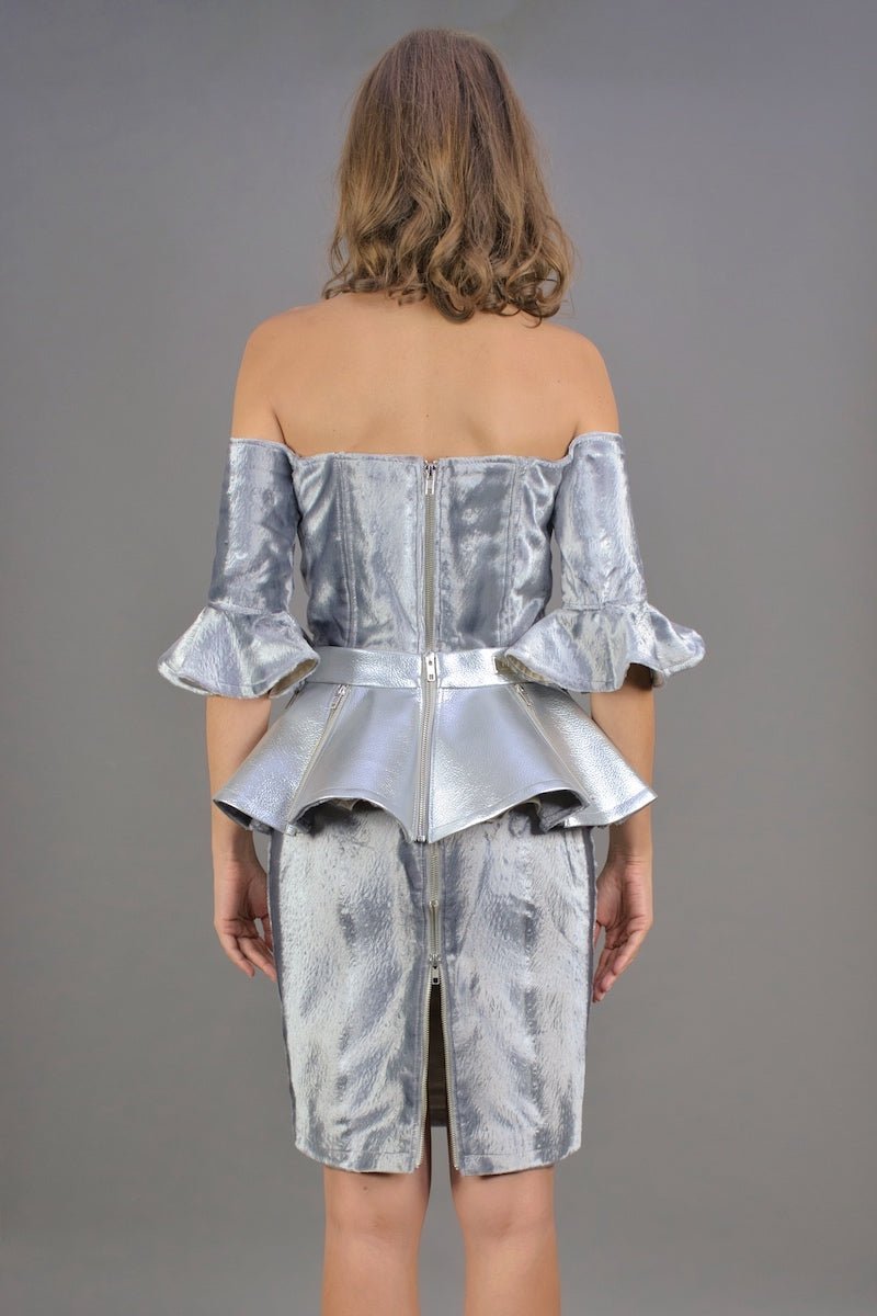 Space Kleid aus Samt "COSMIC BLOOM" - silber - Manuel Essl Design