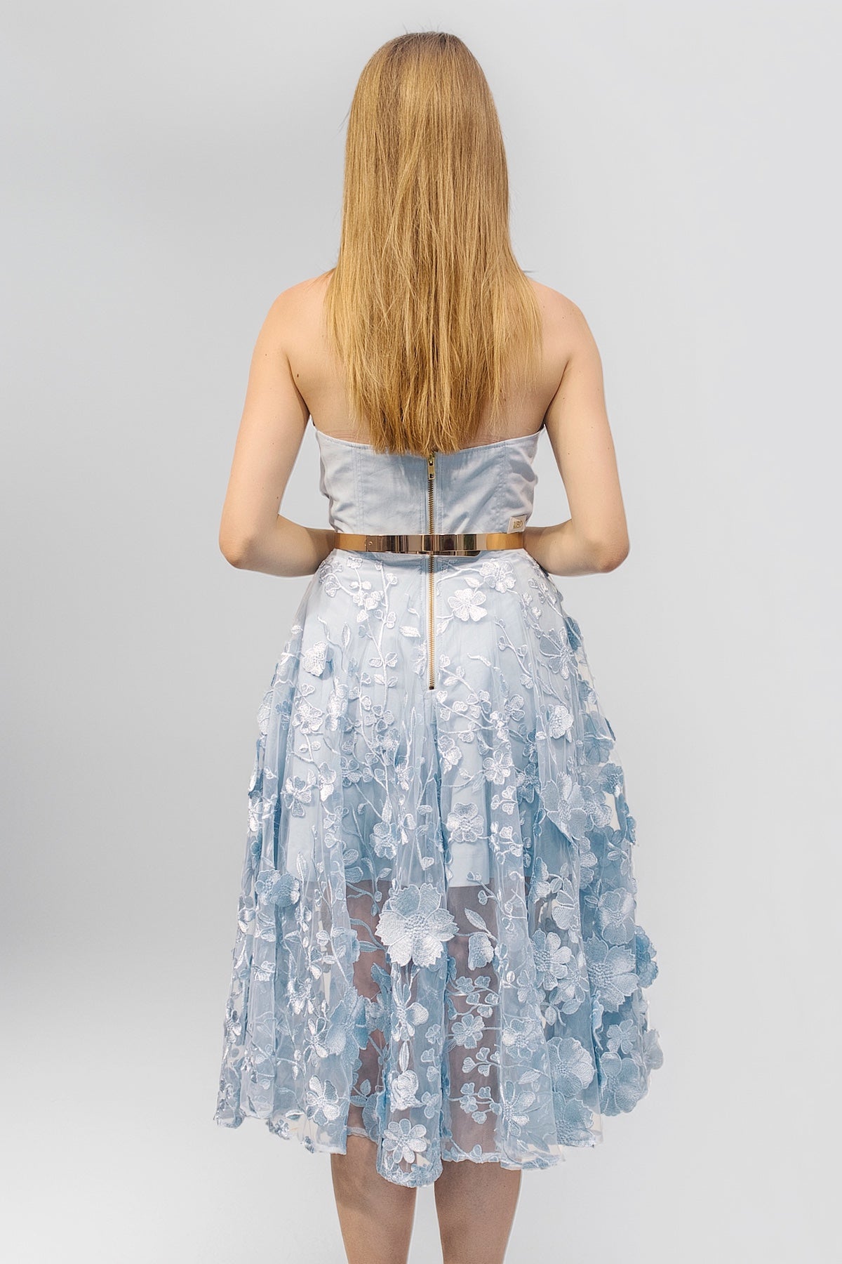 Trägerloses A - Linien Kleid "ELIXIR" - eisblau - Manuel Essl Design