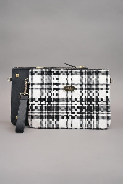 Twin Clutch "COSMIC BLOOM" - kariert - Manuel Essl Design