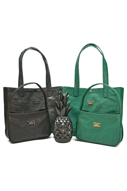 Großer Shopper aus Ananasleder - noir - Manuel Essl Design