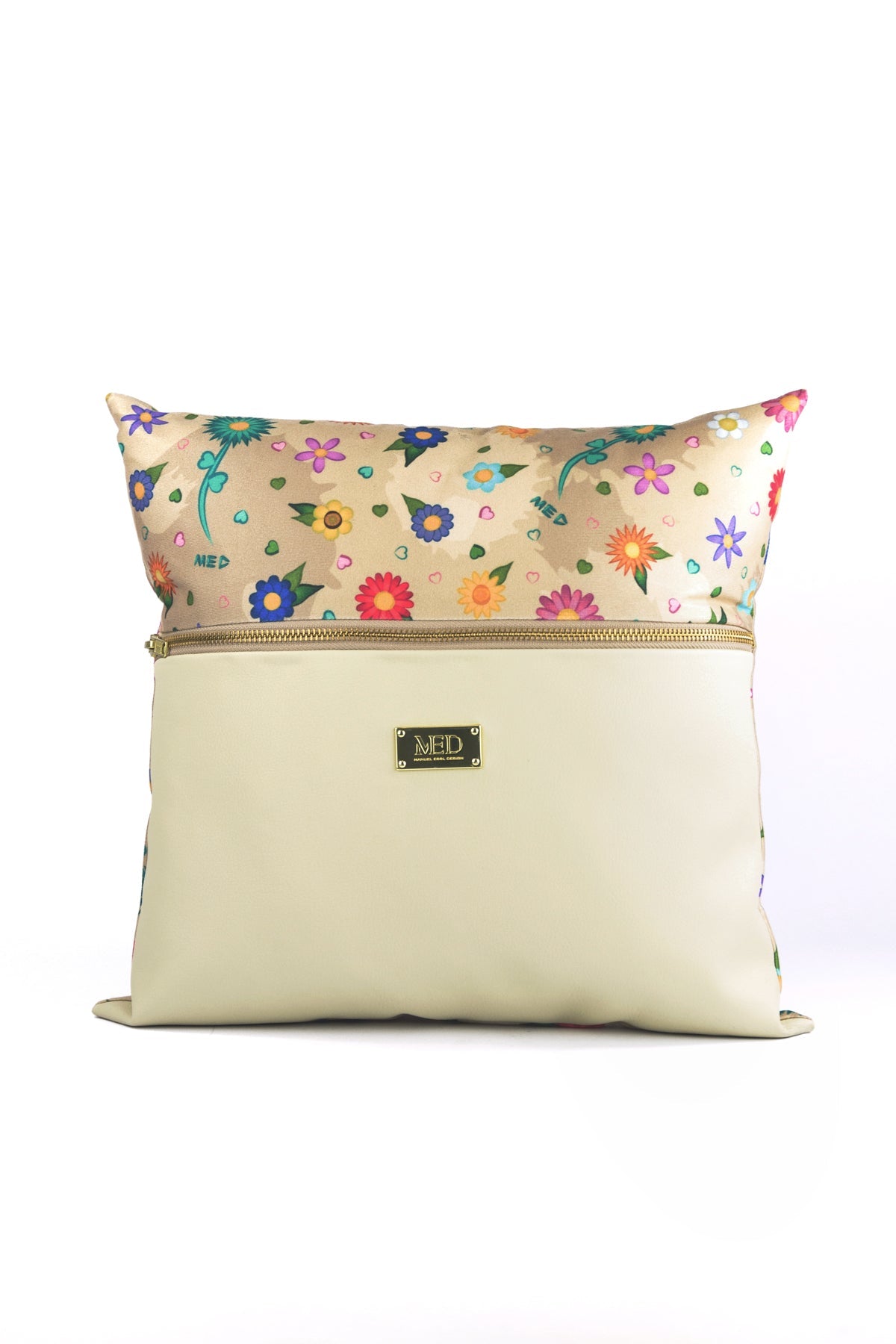 handgemachter Polster "FLOWERS" - beige - Manuel Essl Design