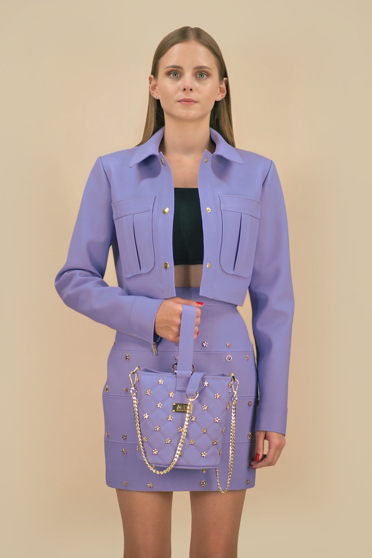 Jacke aus veganem Rauleder - Imitat "JARDIM" - lilac - Manuel Essl Design