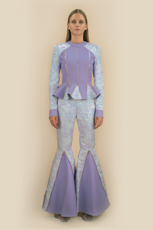Jacke und Hose mit Zipps und Godets "JARDIM" - lilac - Manuel Essl Design