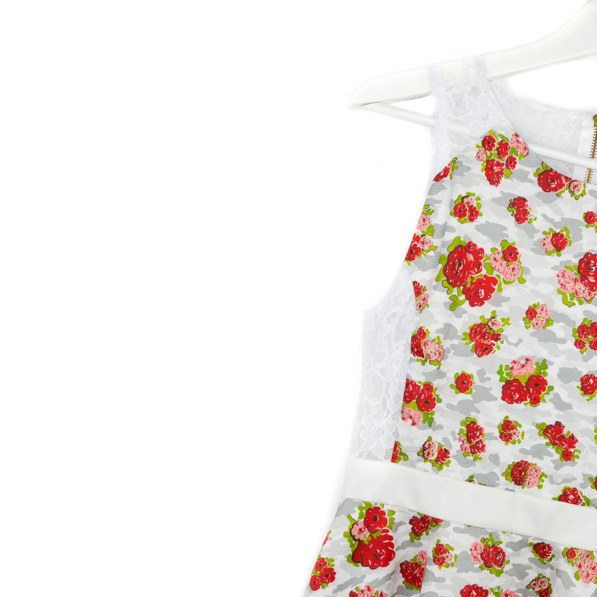 Mini Skater Kleid aus Satin mit Details aus Spitze "ROSES" - weiß - Manuel Essl Design