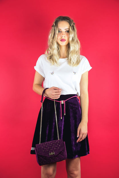 Schultertasche aus Samt "RICH IN VELVET" - lilac - Manuel Essl Design