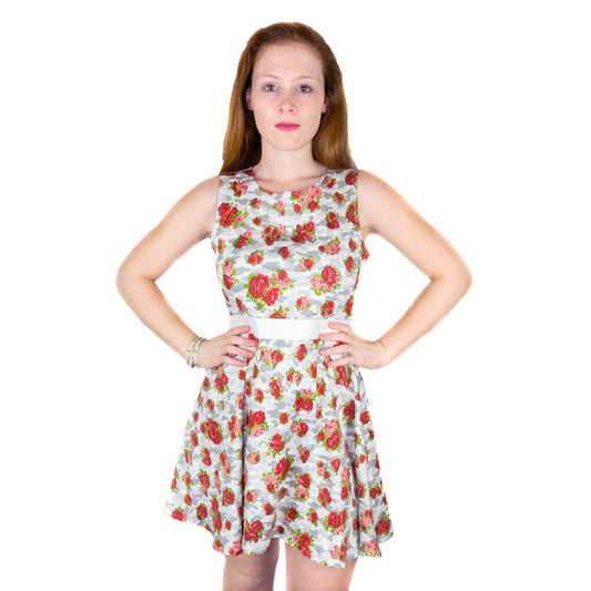 Skater Kleid aus Baumwoll - Jersey "ROSES" - weiß - Manuel Essl Design