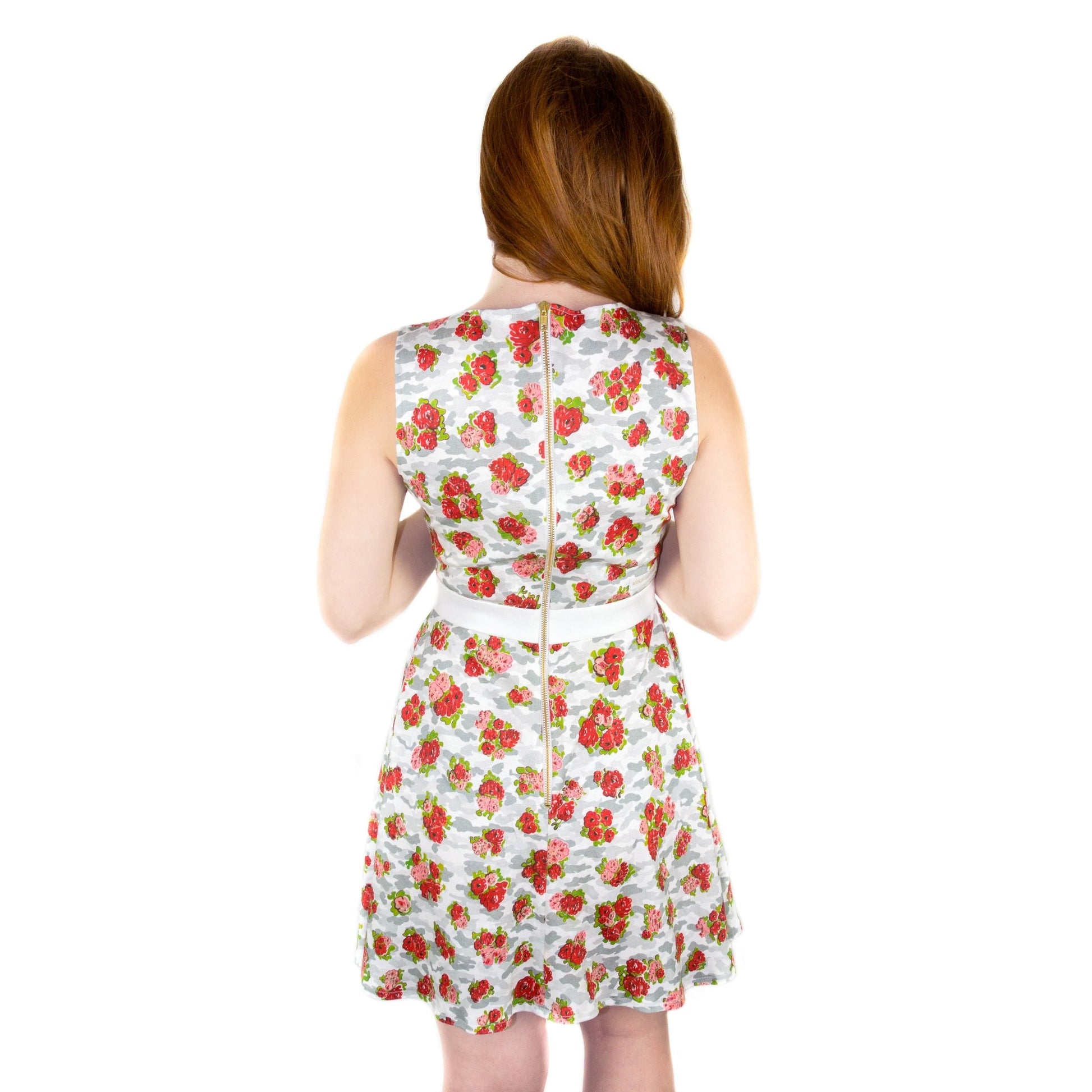 Skater Kleid aus Baumwoll - Jersey "ROSES" - weiß - Manuel Essl Design