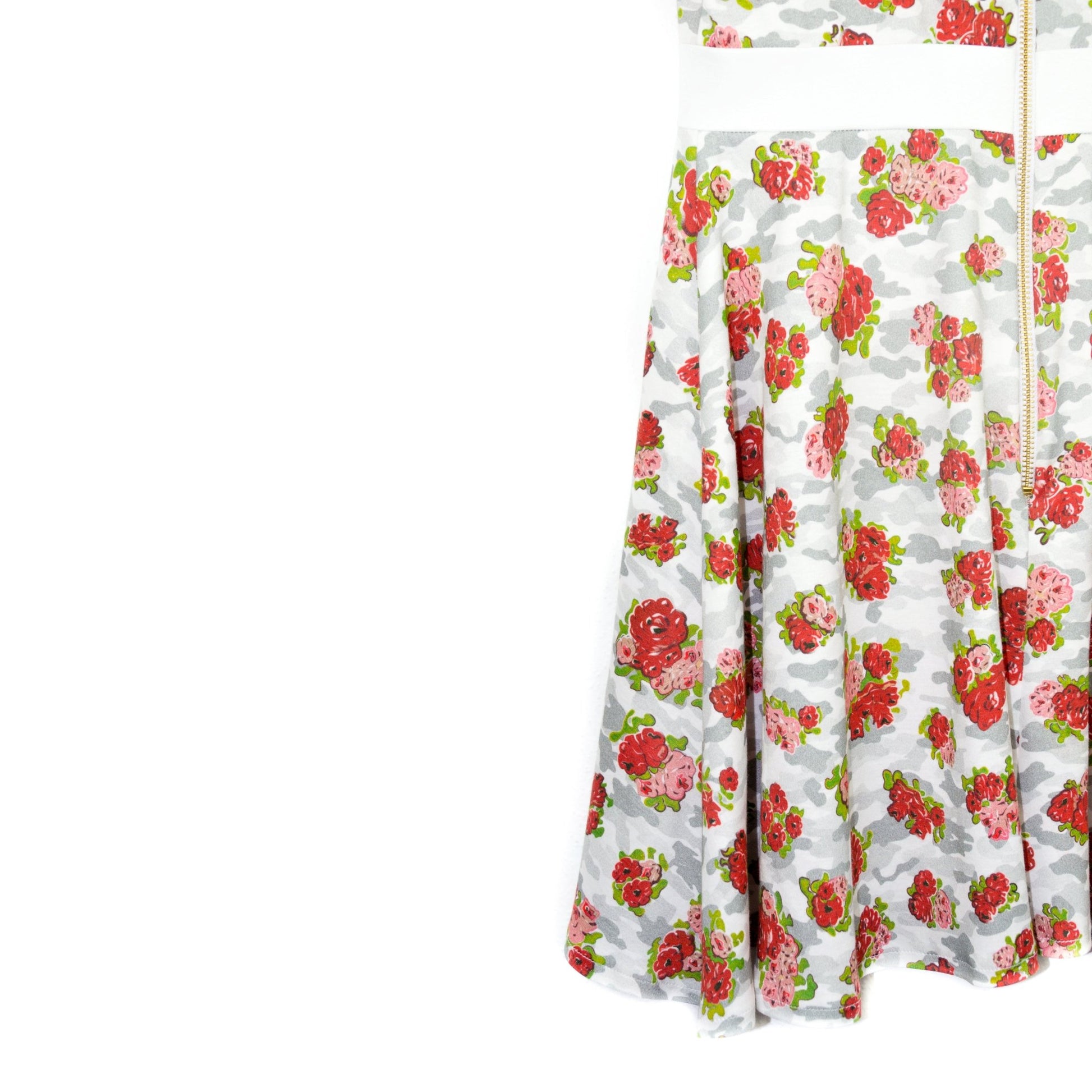 Skater Kleid aus Baumwoll - Jersey "ROSES" - weiß - Manuel Essl Design