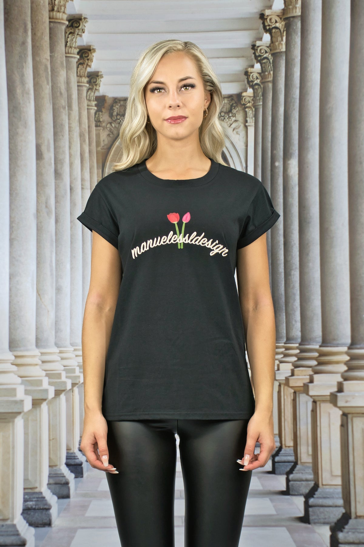 T-Shirt "FLORAL" - schwarz - Manuel Essl Design