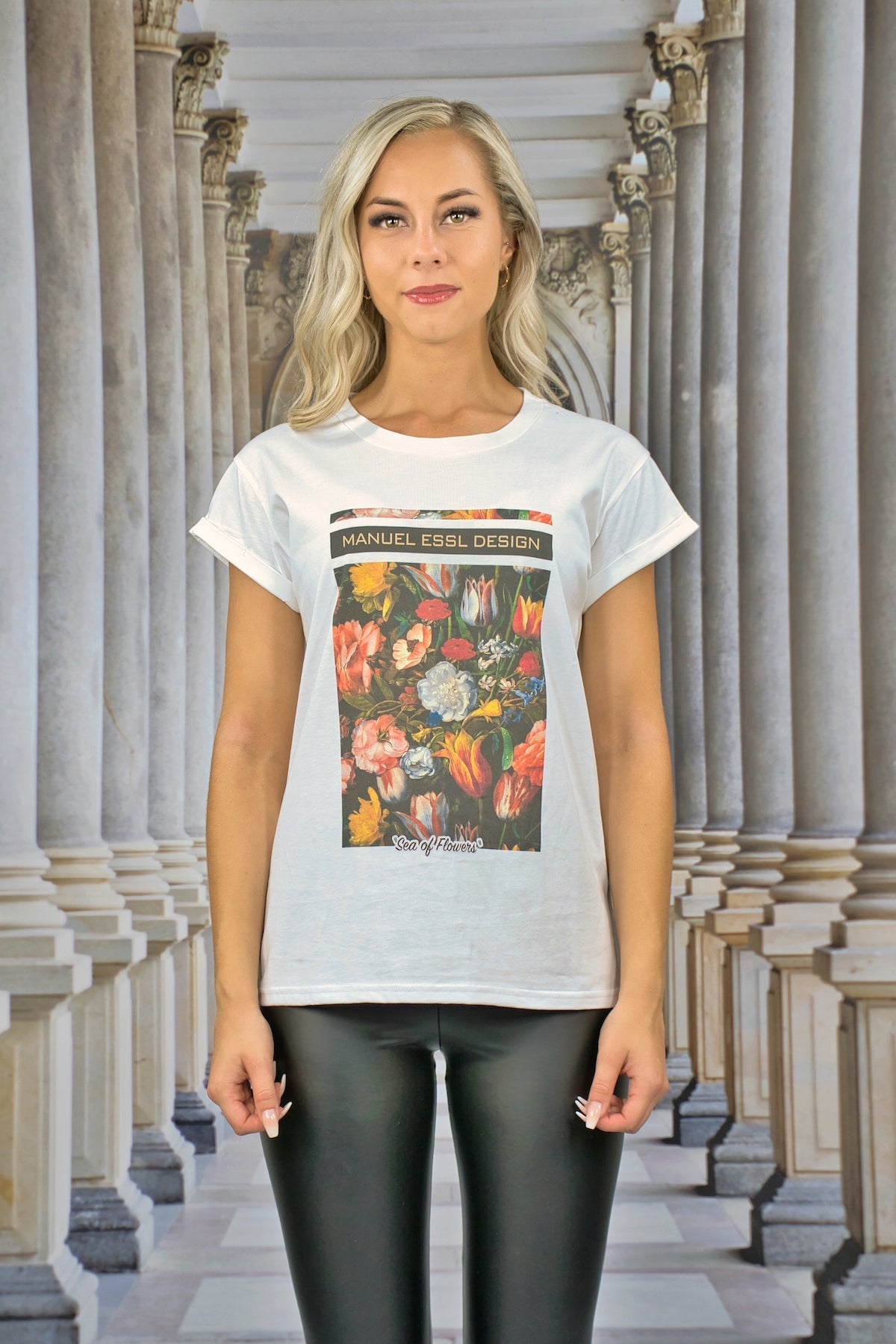 T-Shirt "SEA OF FLOWERS" - weiß - Manuel Essl Design