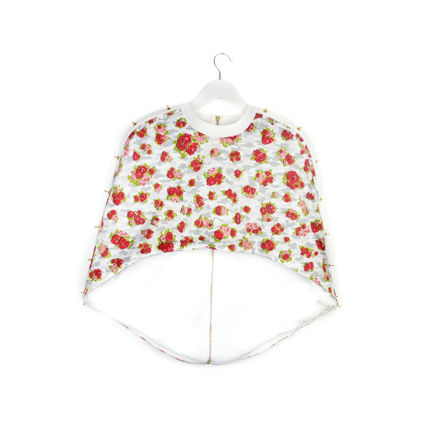 Vokuhila Cape "ROSES" - weiß - Manuel Essl Design