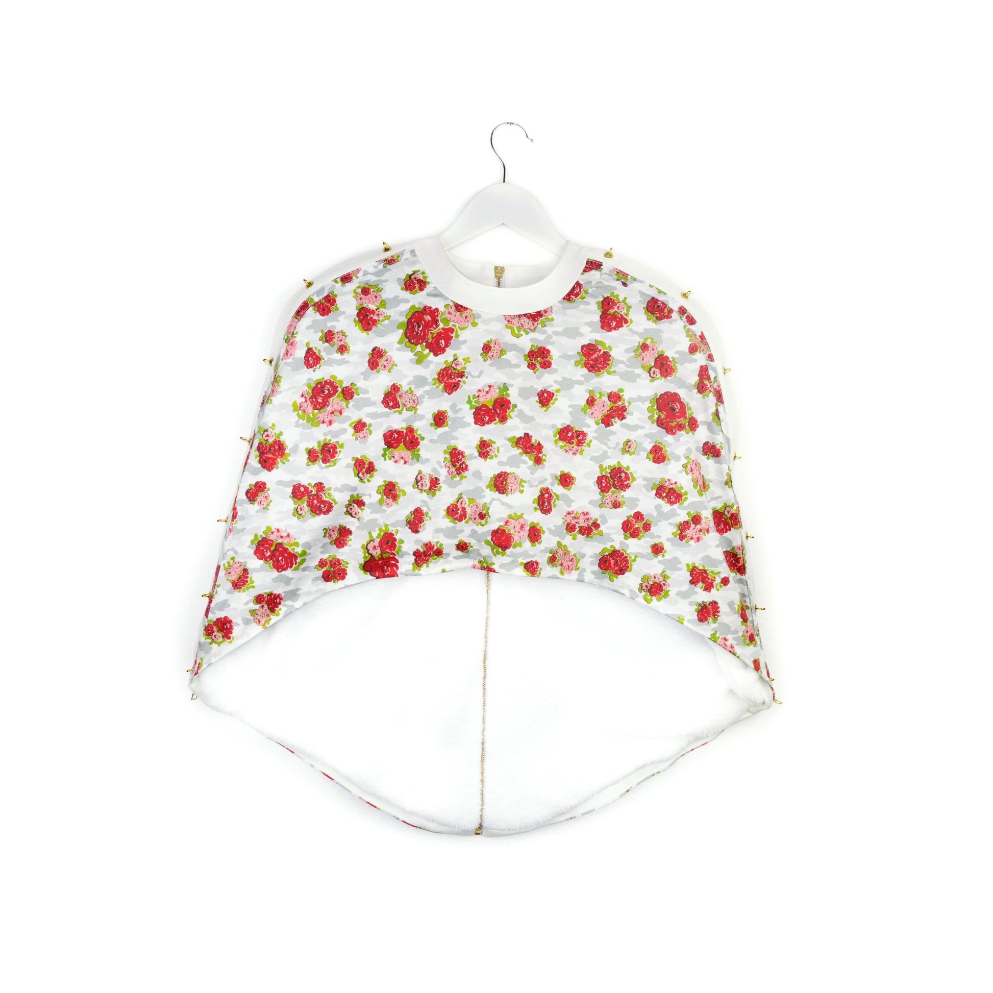 Vokuhila Cape "ROSES" - weiß - Manuel Essl Design