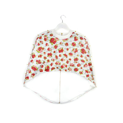 Vokuhila Cape "ROSES" - weiß - Manuel Essl Design